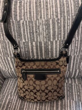 Coach Signature Canvas Crossbody in Brown and Black